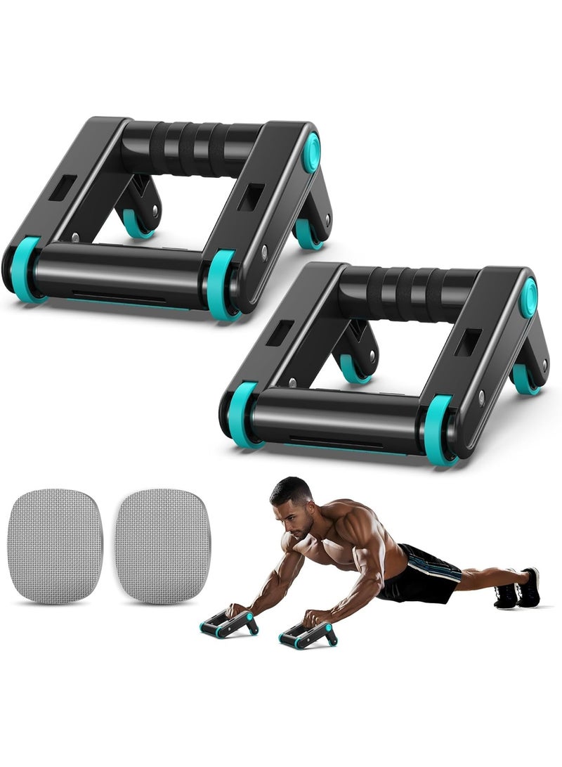 SYOSI Ab Roller Wheel, Ab Workout Equipment with Knee Mat, 8-Wheel Abdominal Roller Trainer for Core Strength, Foldable 2-in-1 Push Up Handles for Men and Women, Home Gym Fitness Training - Image 1